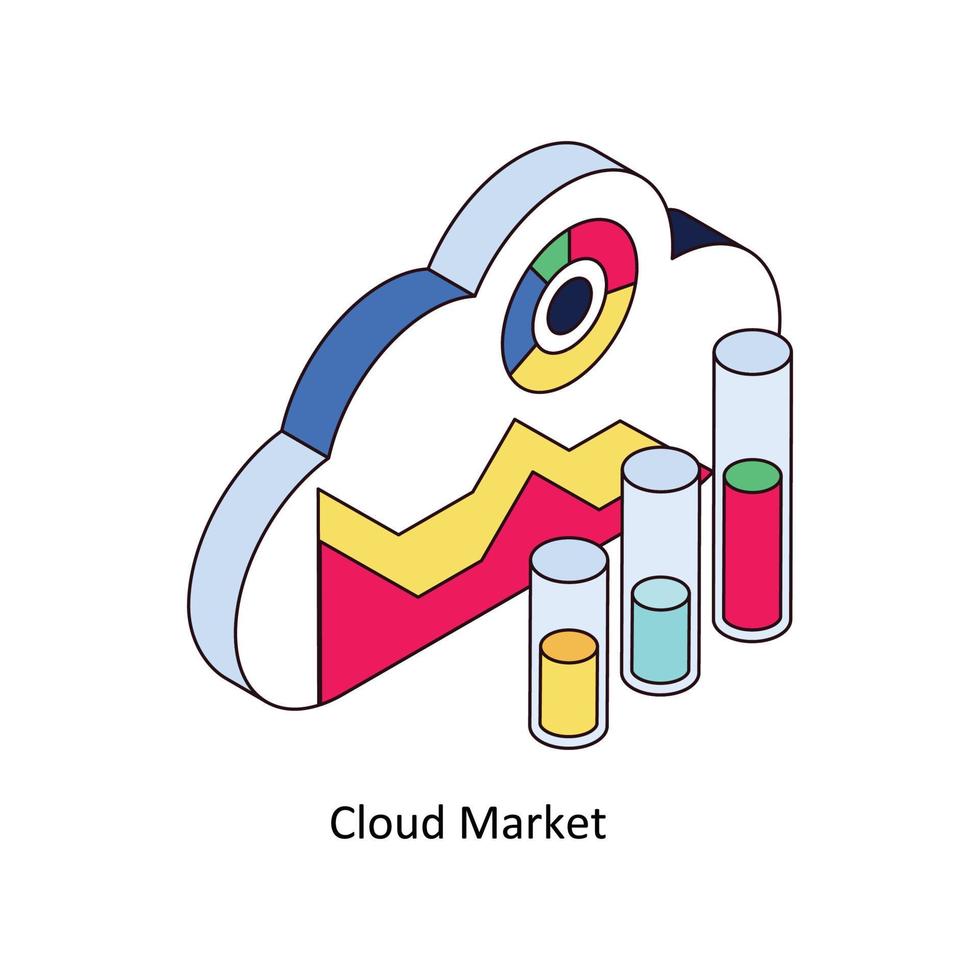 Cloud Market Vector Isometric Icons. Simple stock illustration stock