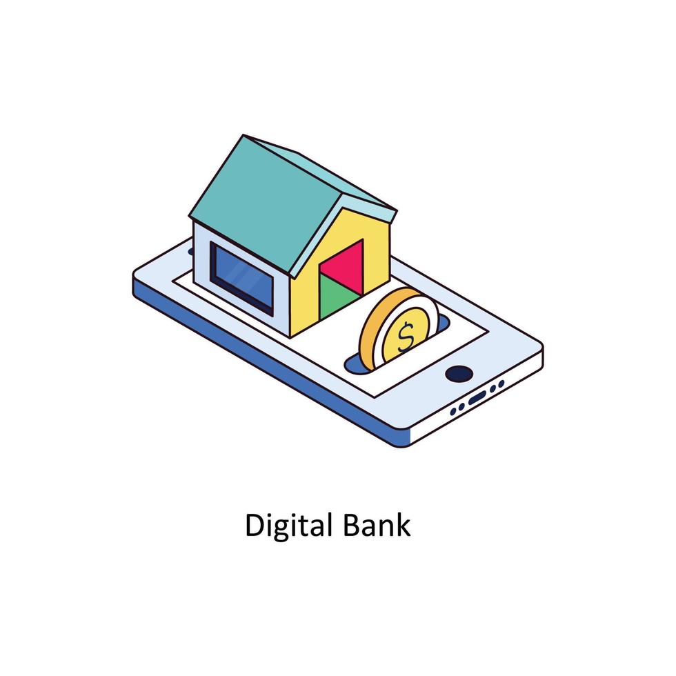 Digital Bank Vector Isometric Icons. Simple stock illustration stock