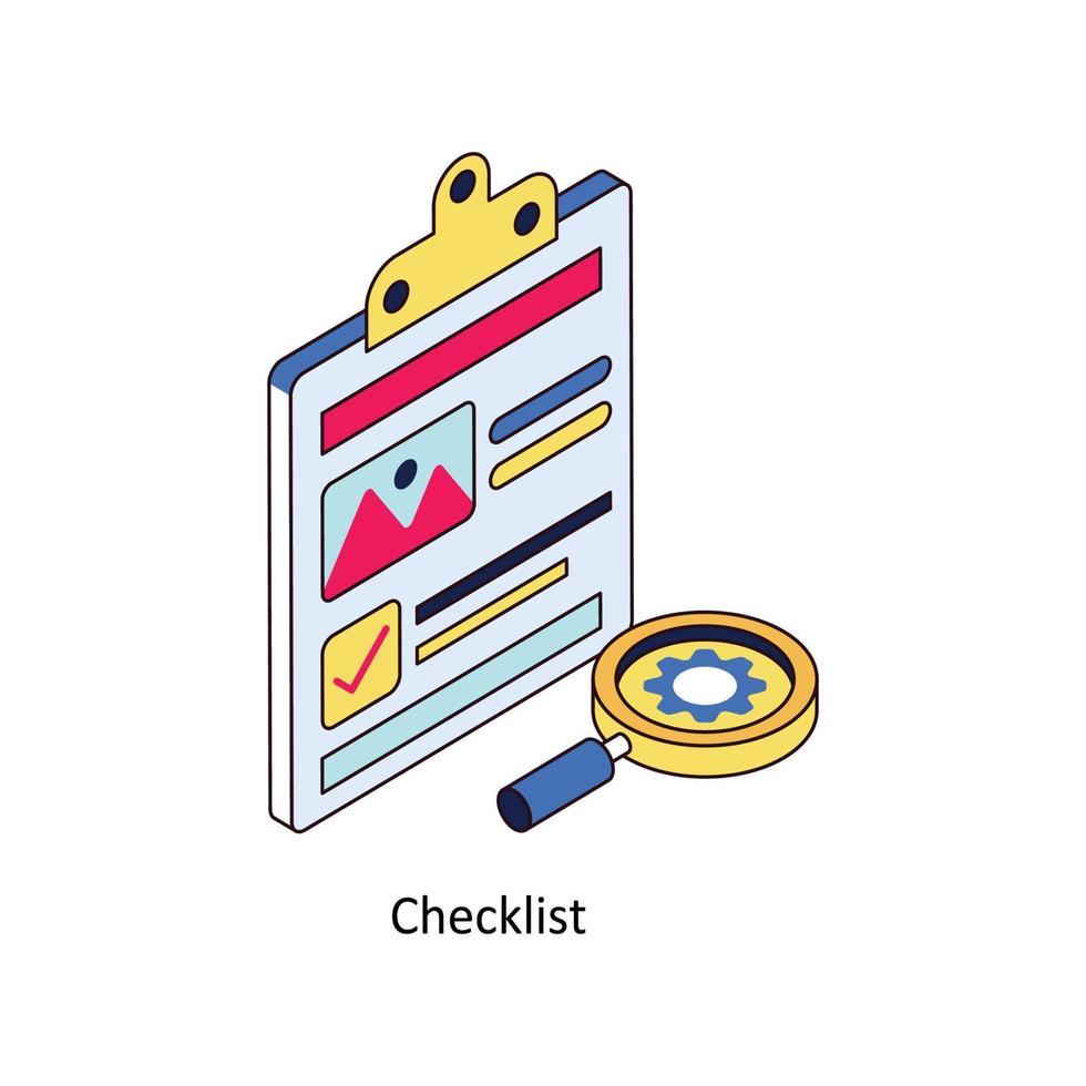 Lista de Verificación vector isométrica iconos sencillo valores ilustración valores