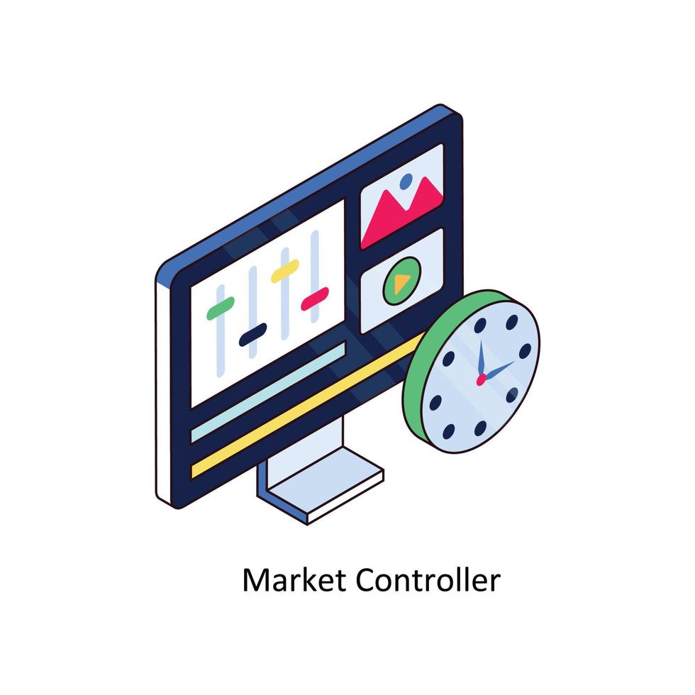 Market Controller Vector Isometric Icons. Simple stock illustration stock