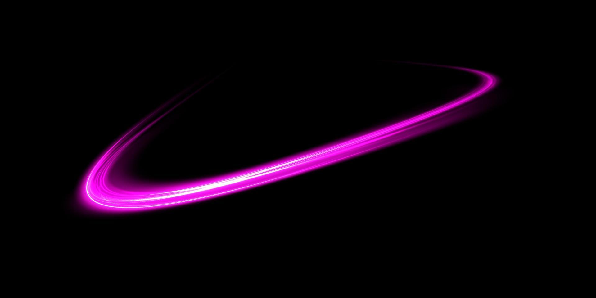 Abstract light lines of movement and speed in purple. Light everyday glowing effect. semicircular wave, light trail curve swirl vector