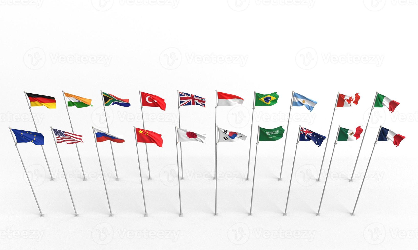 G20 twenty flag country national summit agreement group state politic government business financial marketing investment world global membership organization leadership meeting international.3d render photo