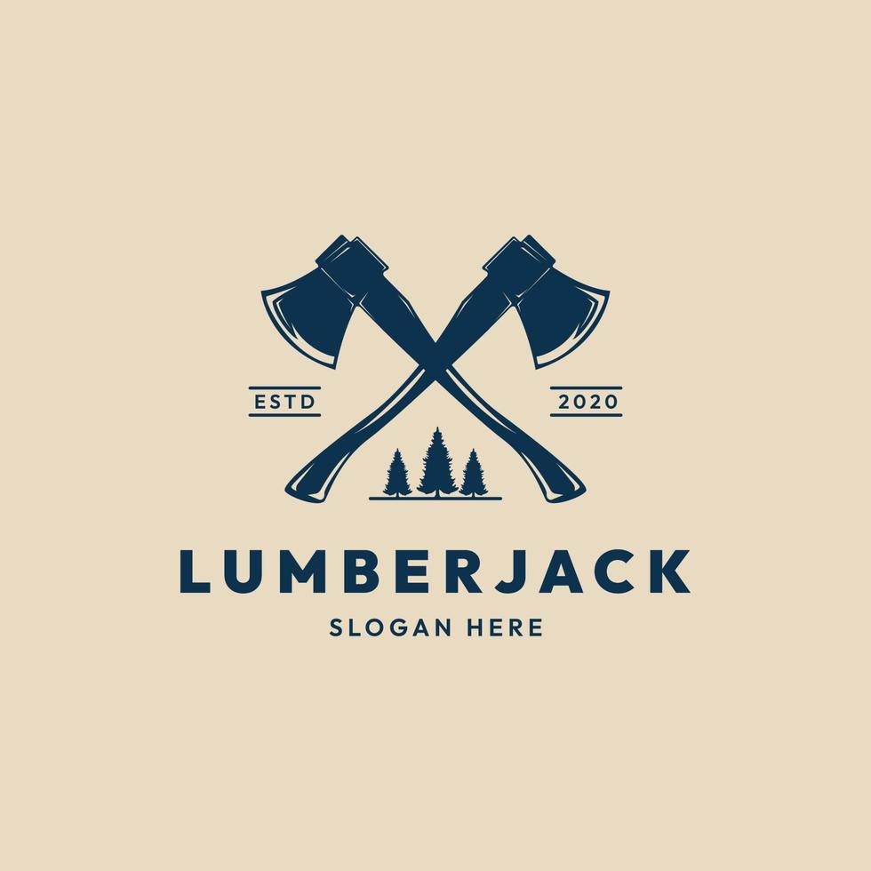 lumberjack logo vintage template icon  vector illustration design. carpentry logo concept