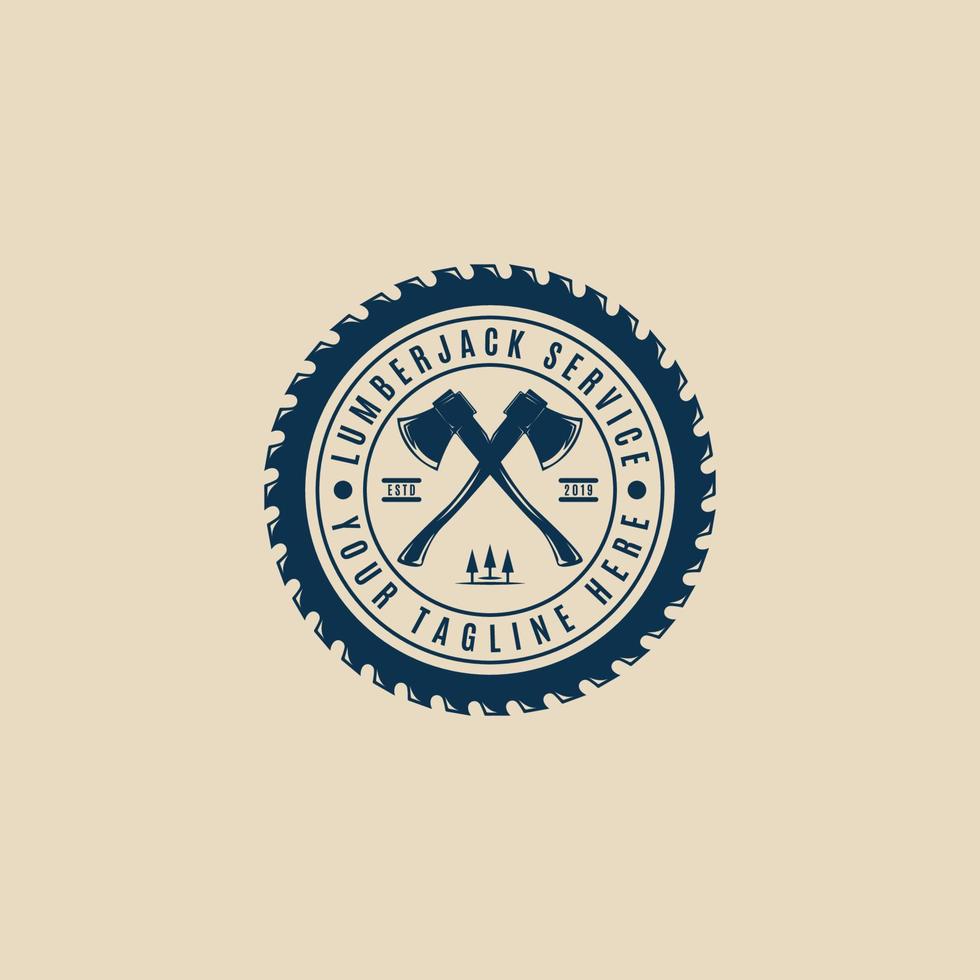 lumberjack logo vintage template icon with emblem  vector illustration design. carpentry logo concept