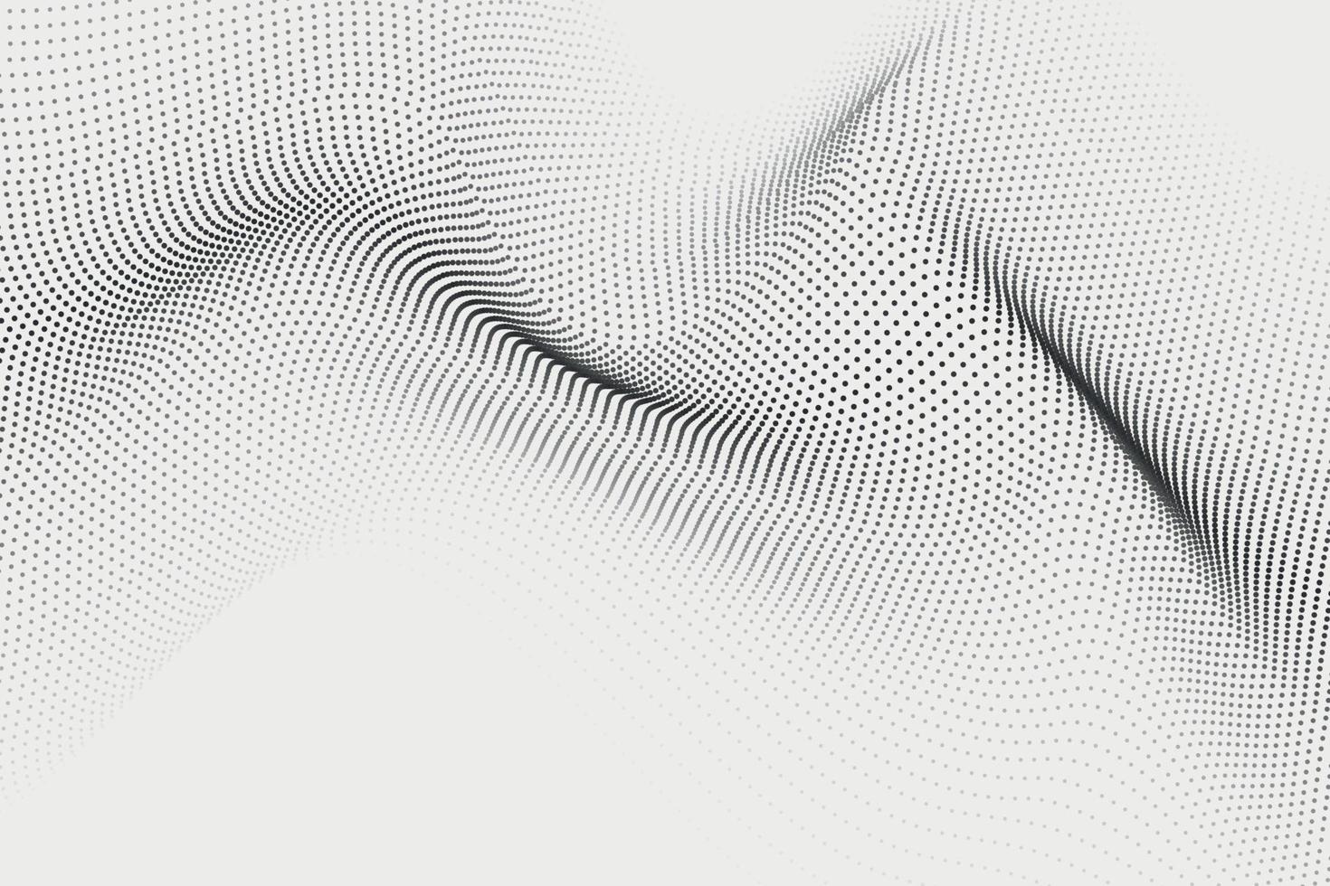 Abstract wavy particles on white background in futuristic style with scientific motives vector