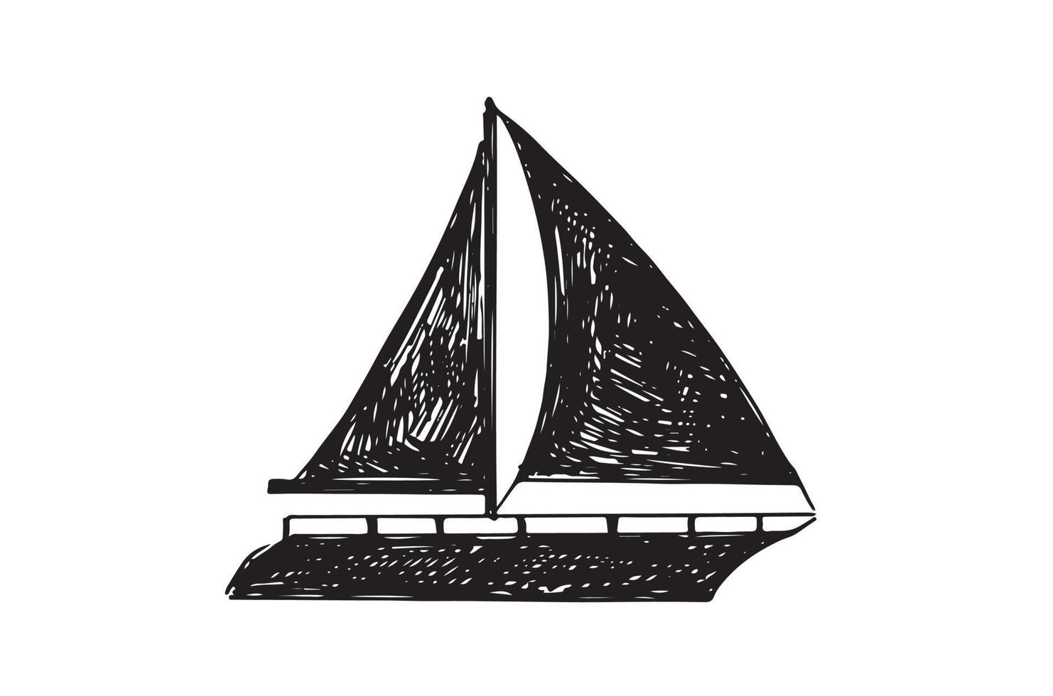 Old vintage sailboat. Hand drawn vector sketch.