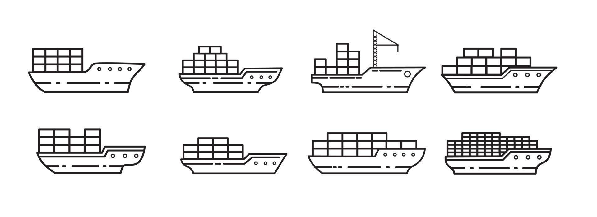 Ferry with a cargo. Delivery across the ocean. vector