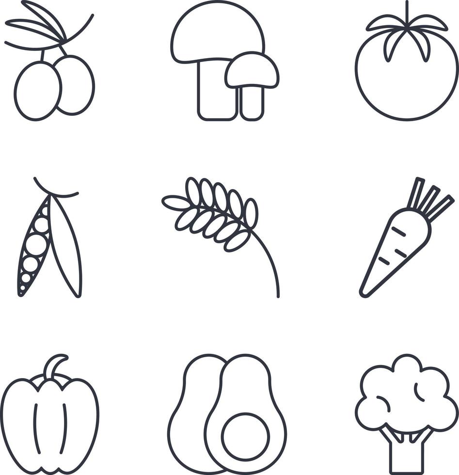 Set of basic vegetables icons isolated vector