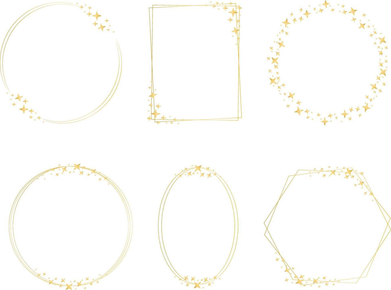 Set golden frame with stars vector