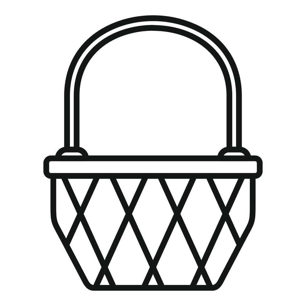 Texture basket icon outline vector. Picnic straw vector