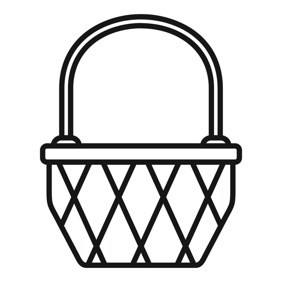 Texture basket icon outline vector. Picnic straw vector