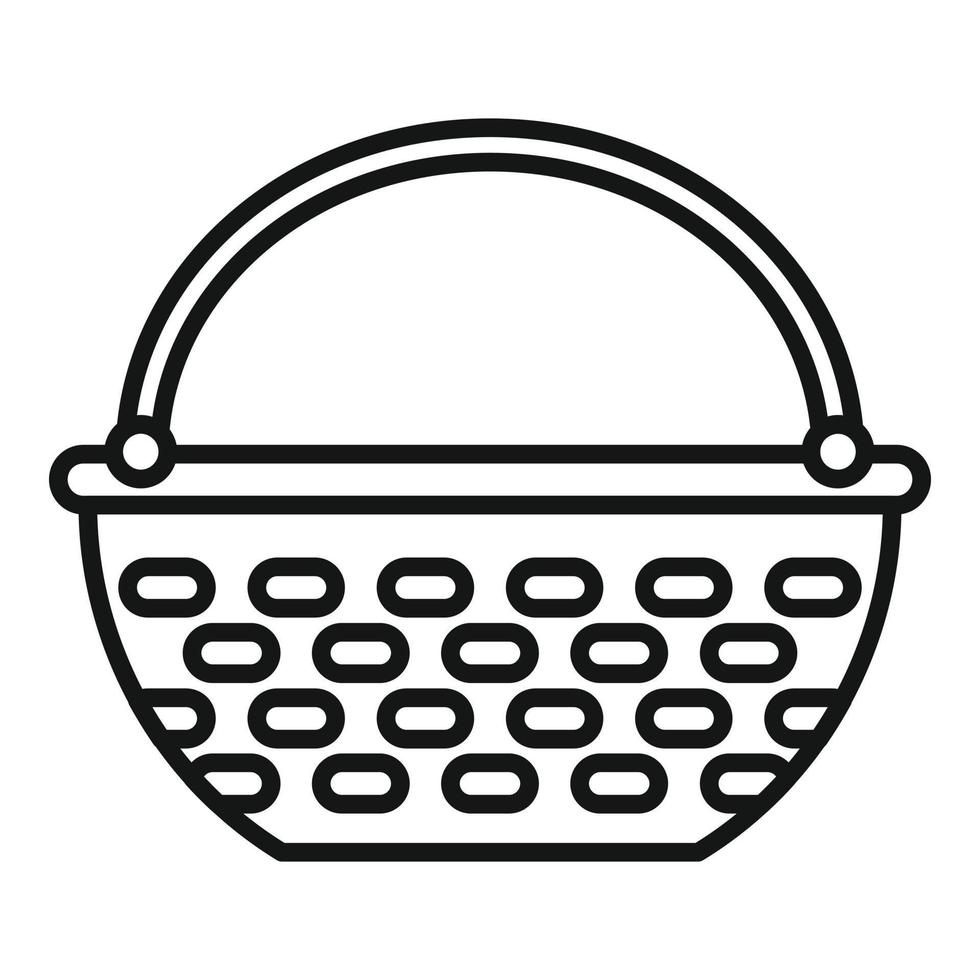 Empty basket icon outline vector. Picnic straw vector