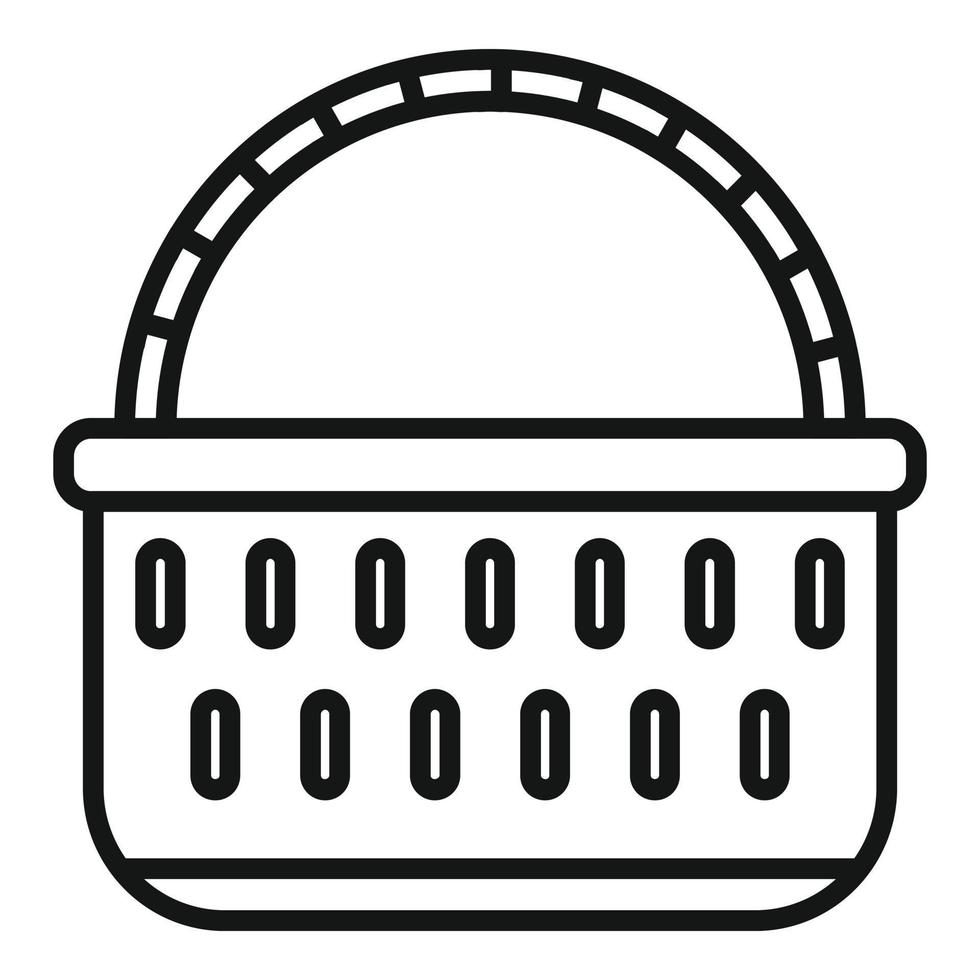 Wicker icon outline vector. Picnic basket vector