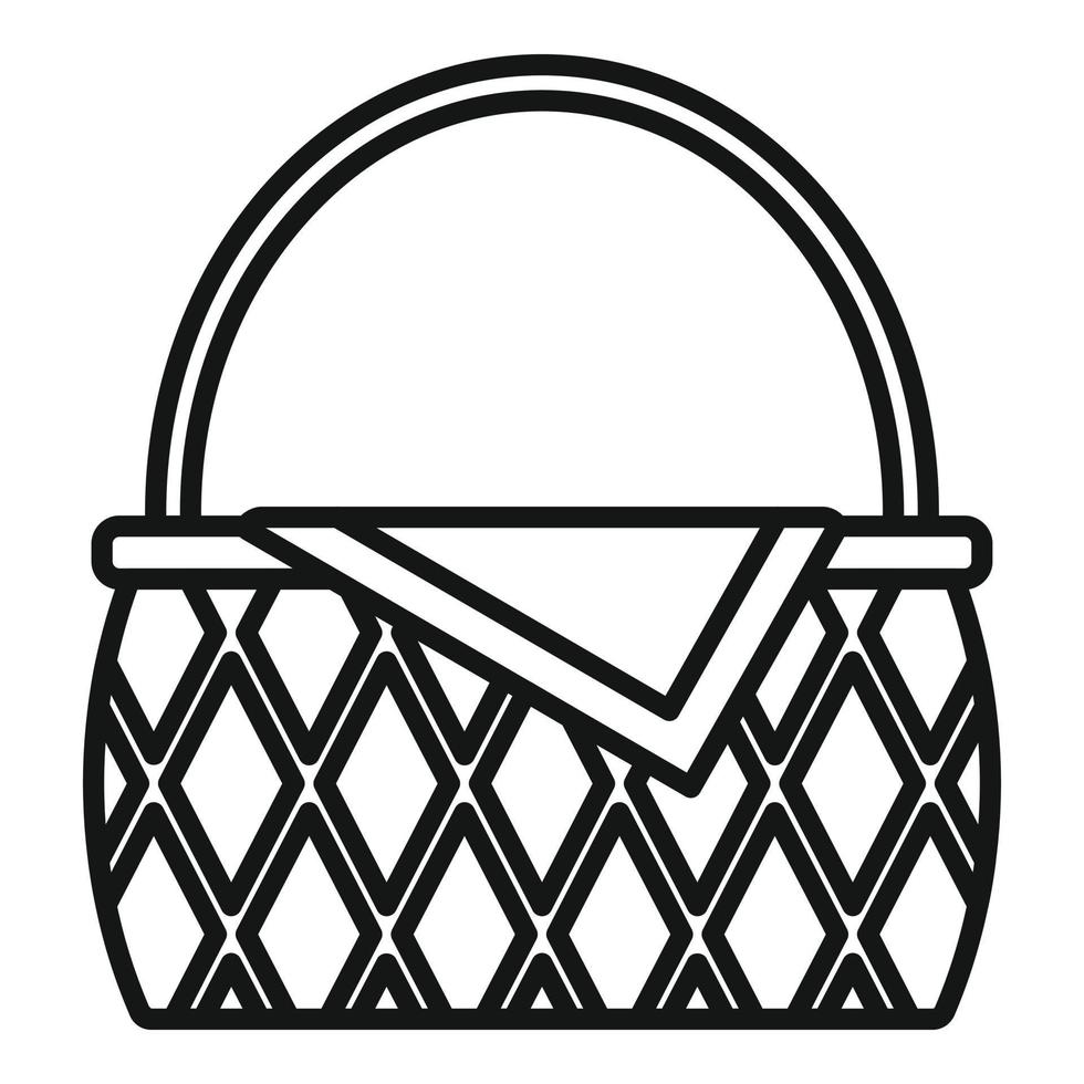 Straw basket icon outline vector. Picnic hamper vector