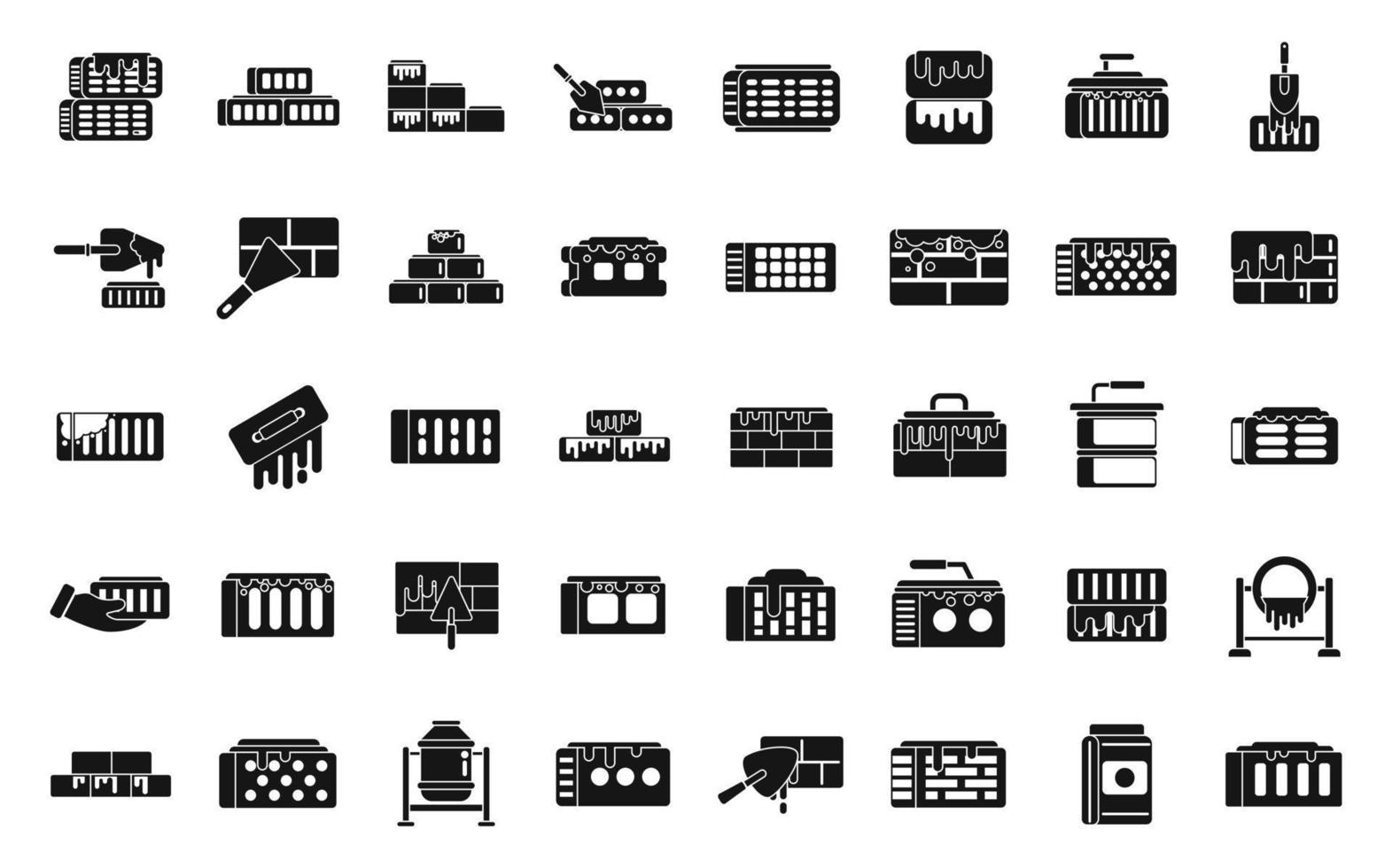 Brick and mortar icons set simple vector. Construction brick vector