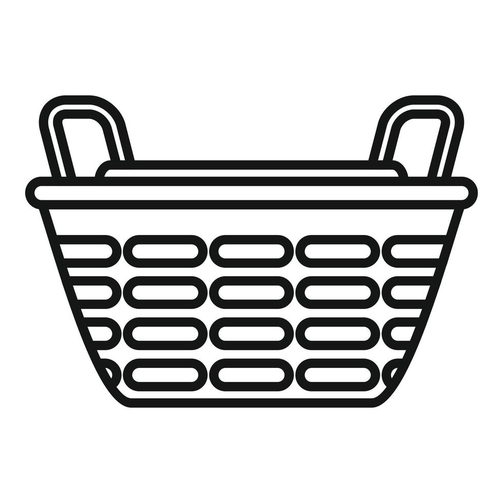 Small basket icon outline vector. Wicker hamper vector