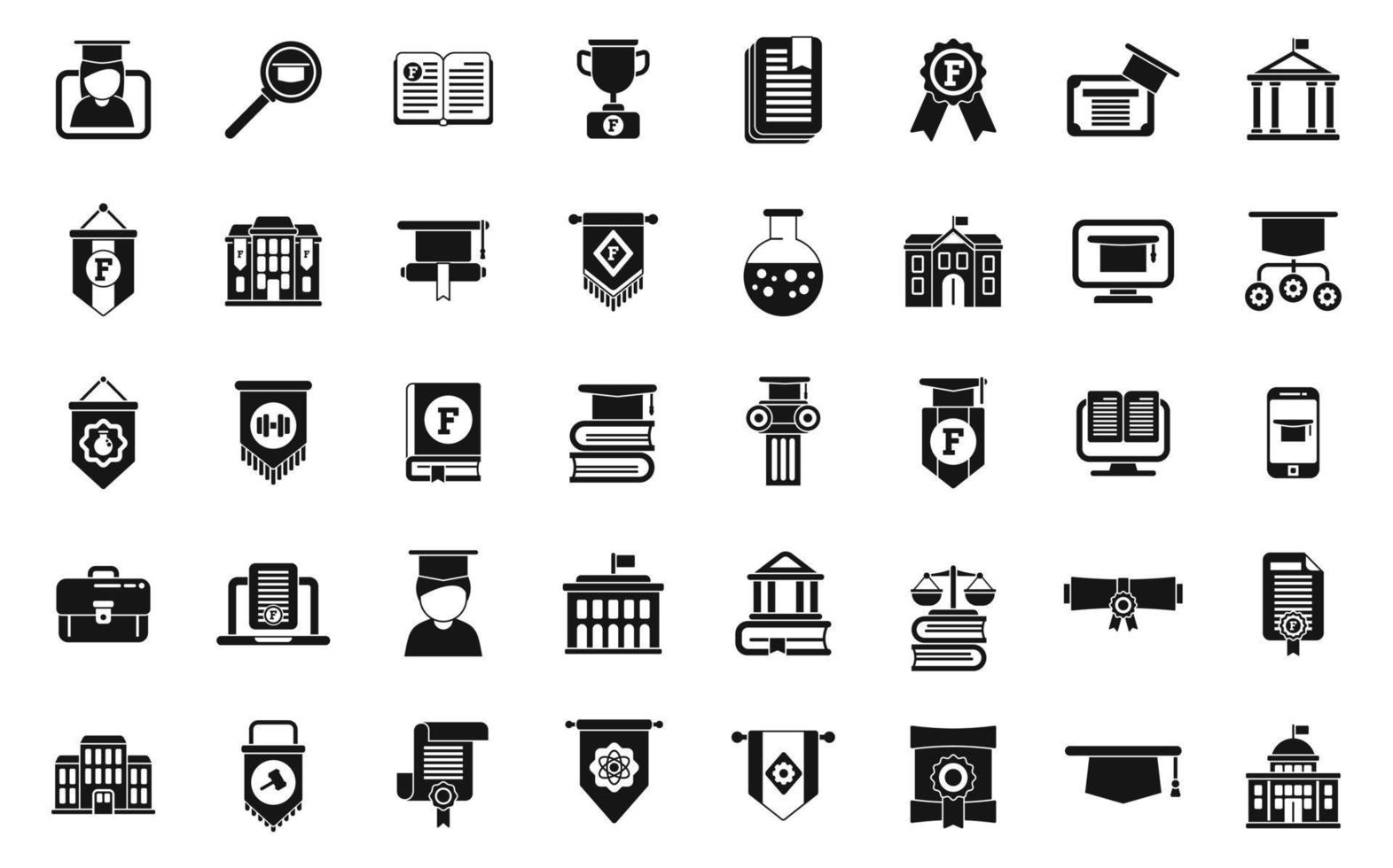 University department icons set simple vector. Student campus vector