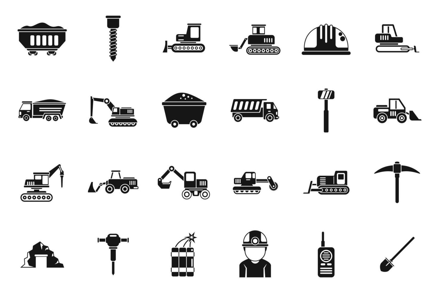 Quarry services icons set simple vector. Auto carrier vector