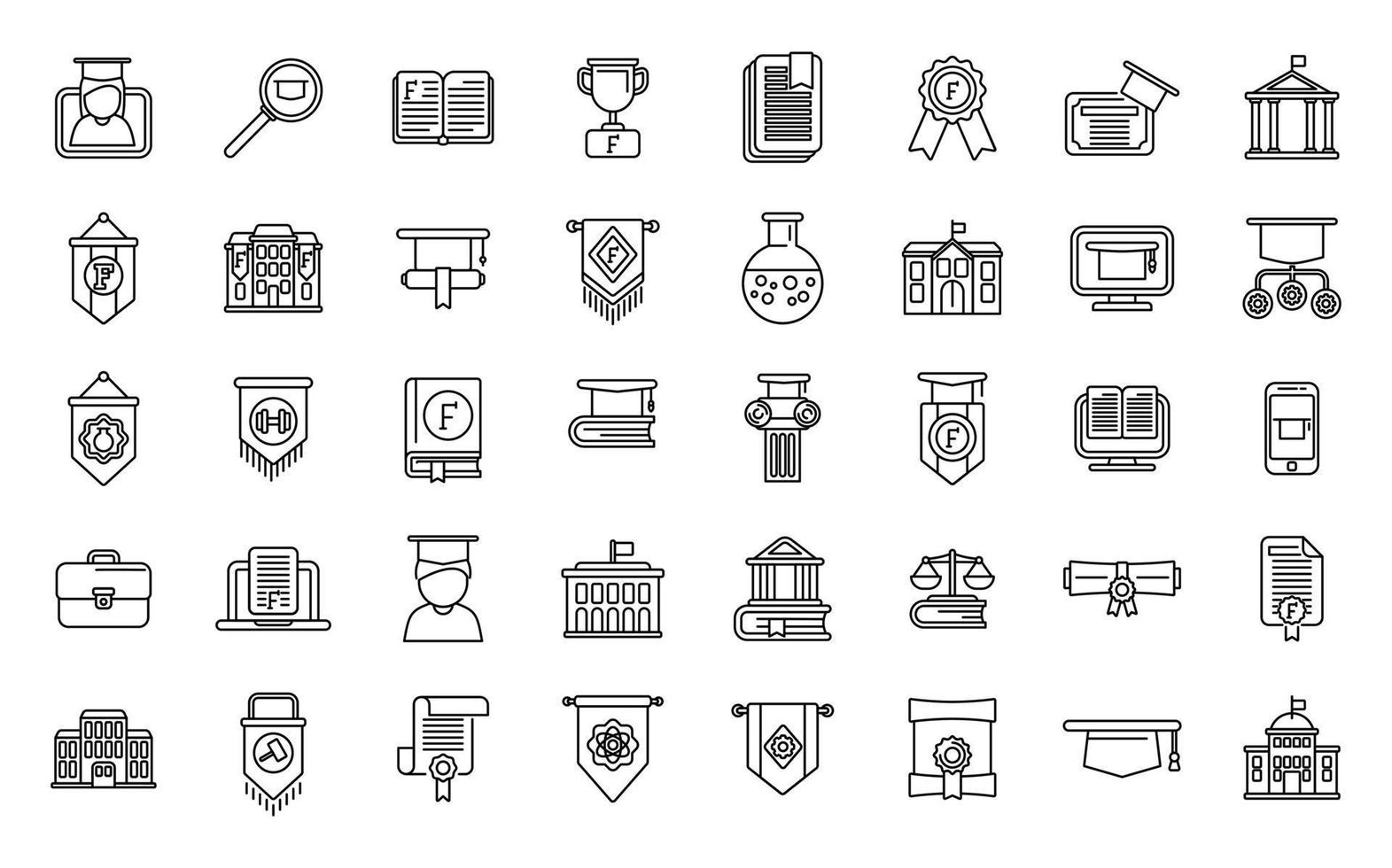 University department icons set outline vector. Student campus vector