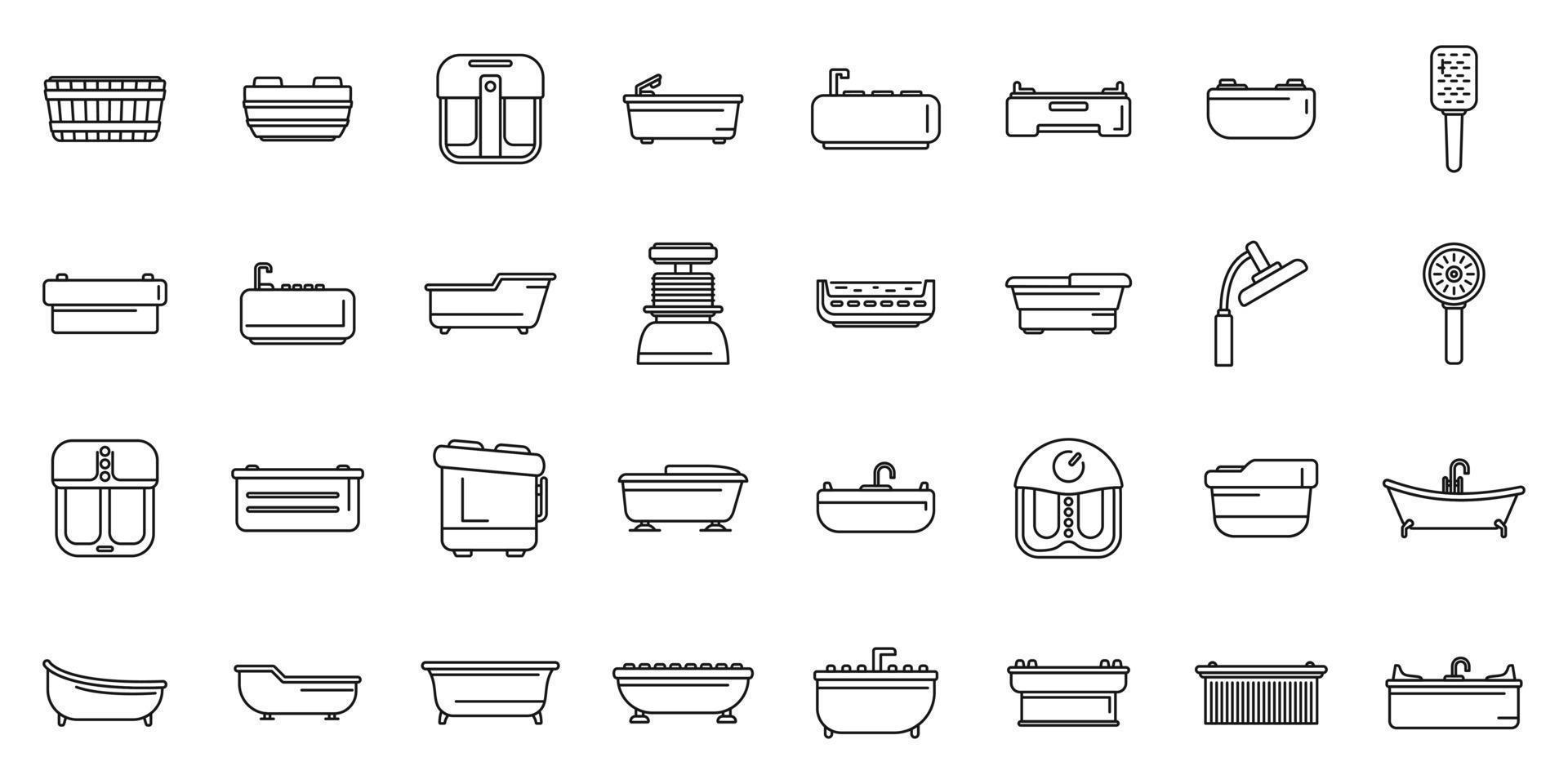 Hydro massage icons set outline vector. Spa aqua 21502664 Vector Art at