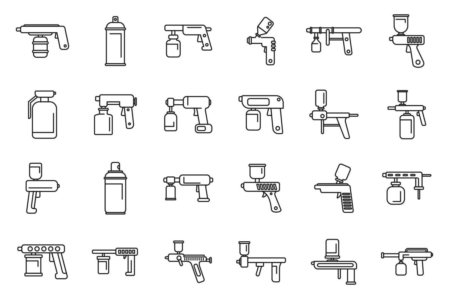Paint sprayer icons set outline vector. Wrap coating vector
