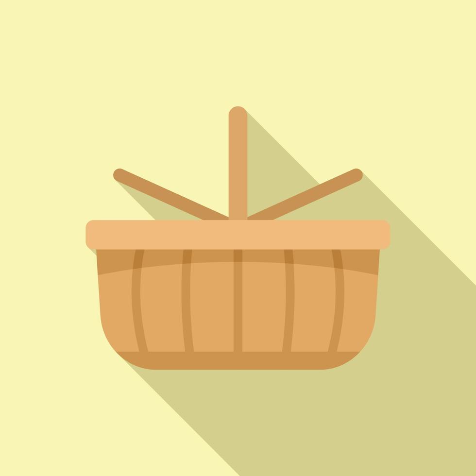 Picnic box icon flat vector. Hamper basket vector