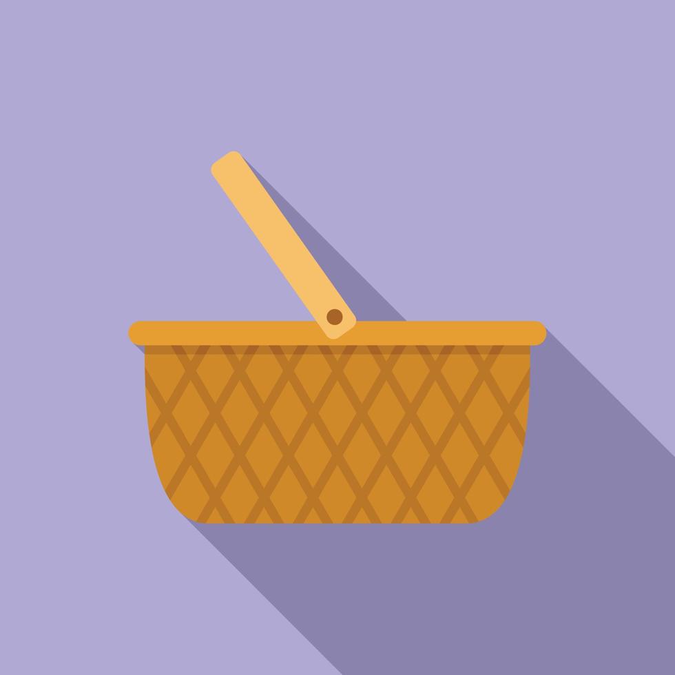 Basket container icon flat vector. Picnic wicker vector