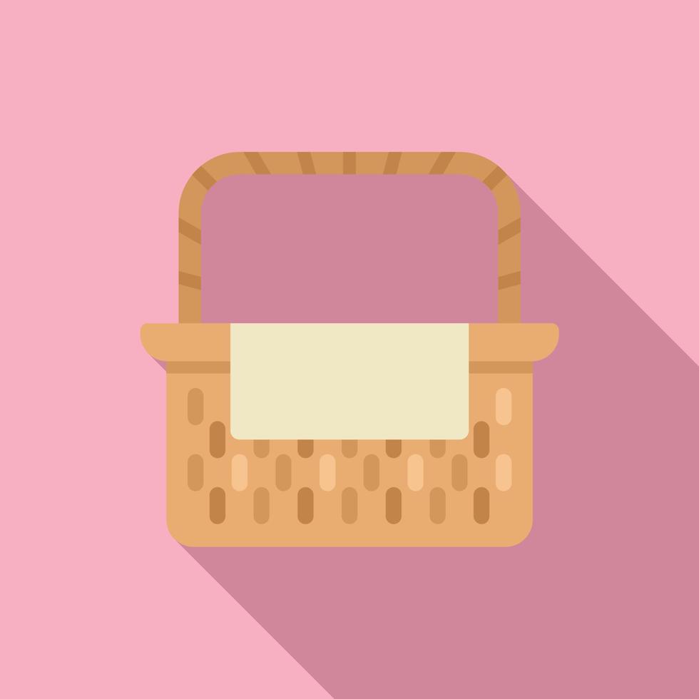 fin de semana cesta icono plano vector. mimbre picnic vector