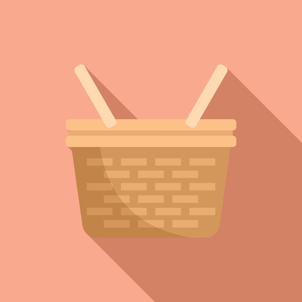 Fruit basket icon flat vector. Picnic wicker vector