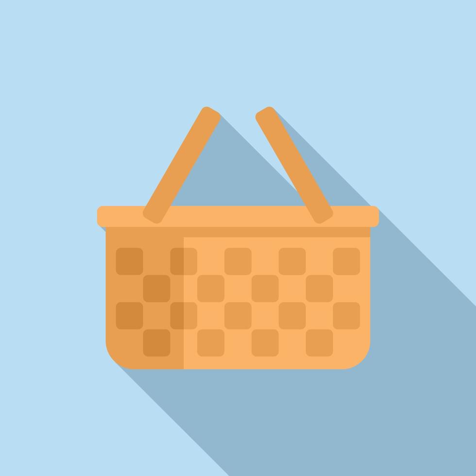 Straw basket icon flat vector. Picnic hamper vector