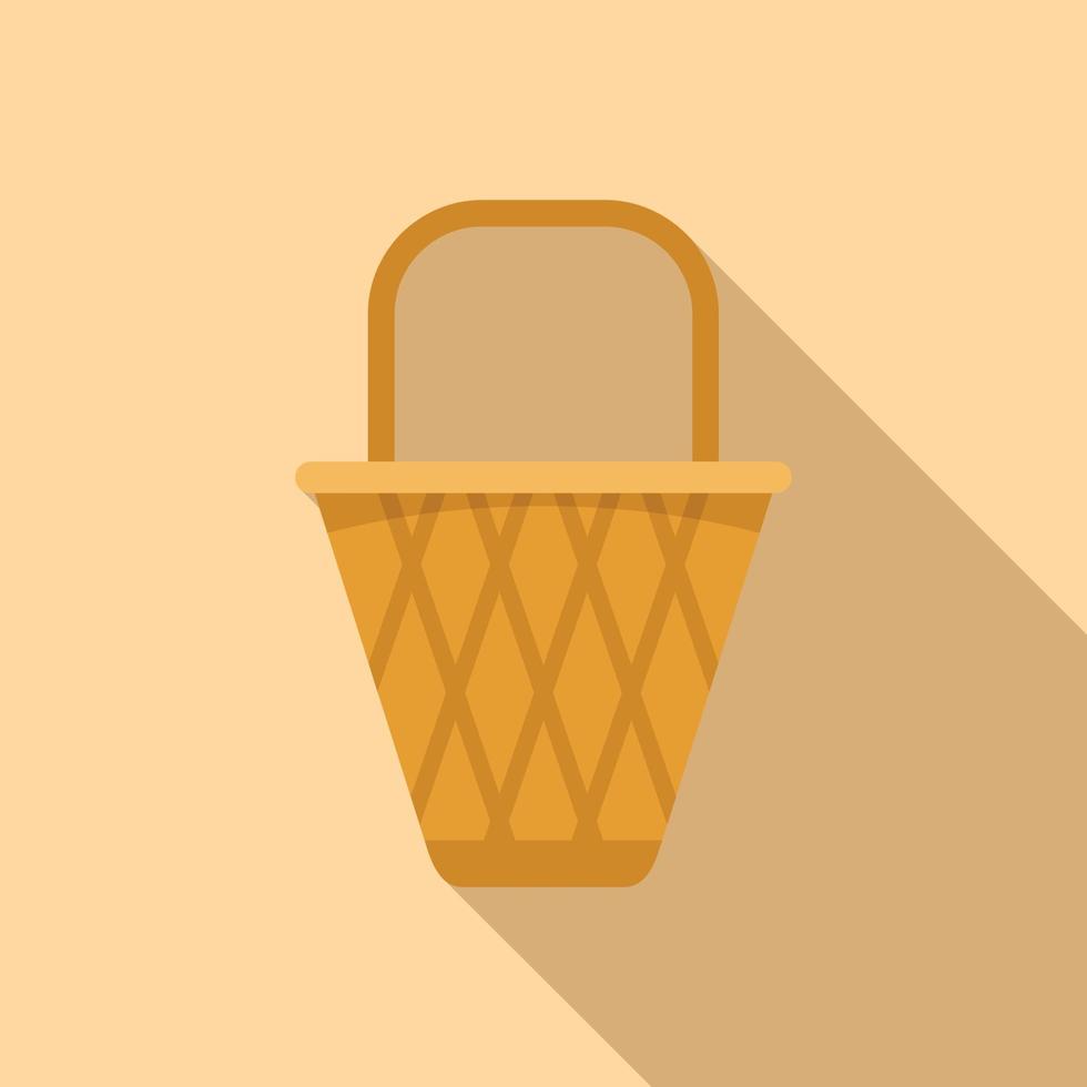 Small basket icon flat vector. Wicker hamper vector