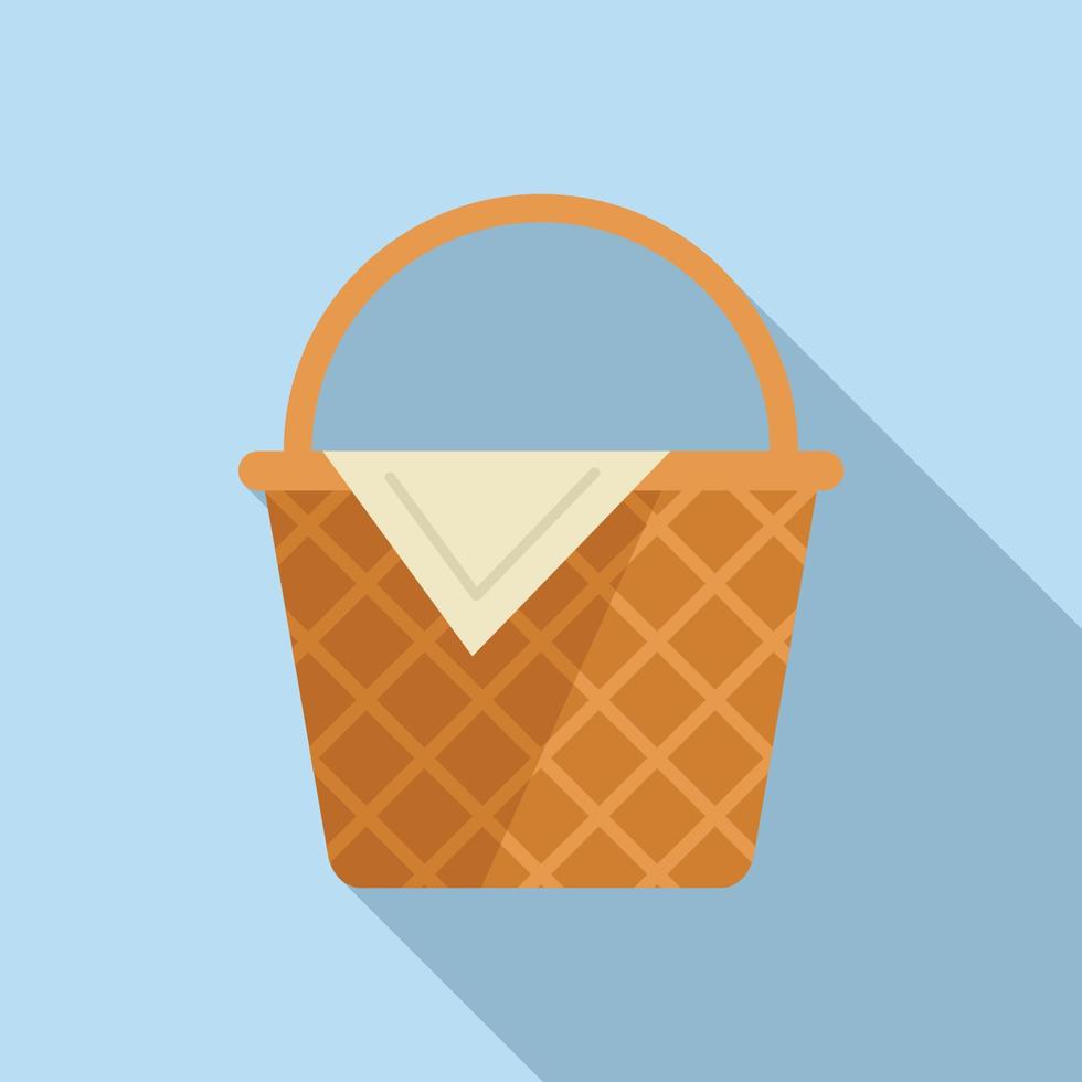 Design basket icon flat vector. Picnic hamper vector