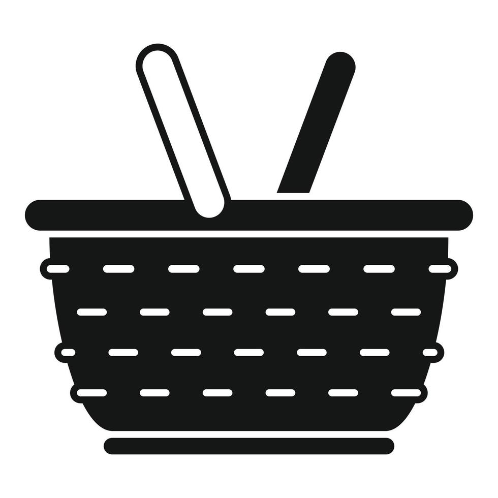 White basket icon simple vector. Wicker straw vector
