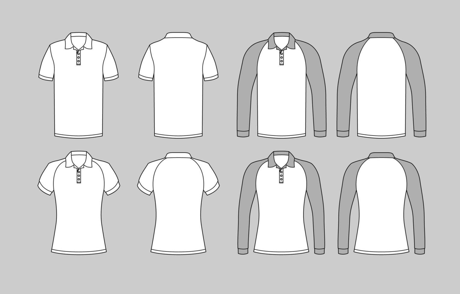 Men White Polo Shirt With Long And Short Sleeve Mock Up Template vector