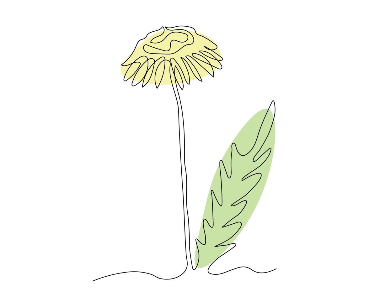 resumen diente de león flor continuo en línea dibujo vector