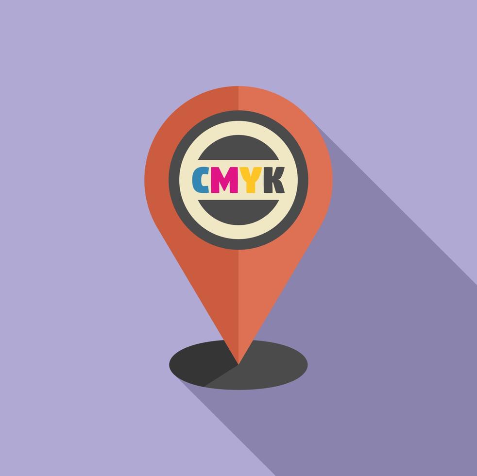 Cmyk service location icon flat vector. Digital print vector