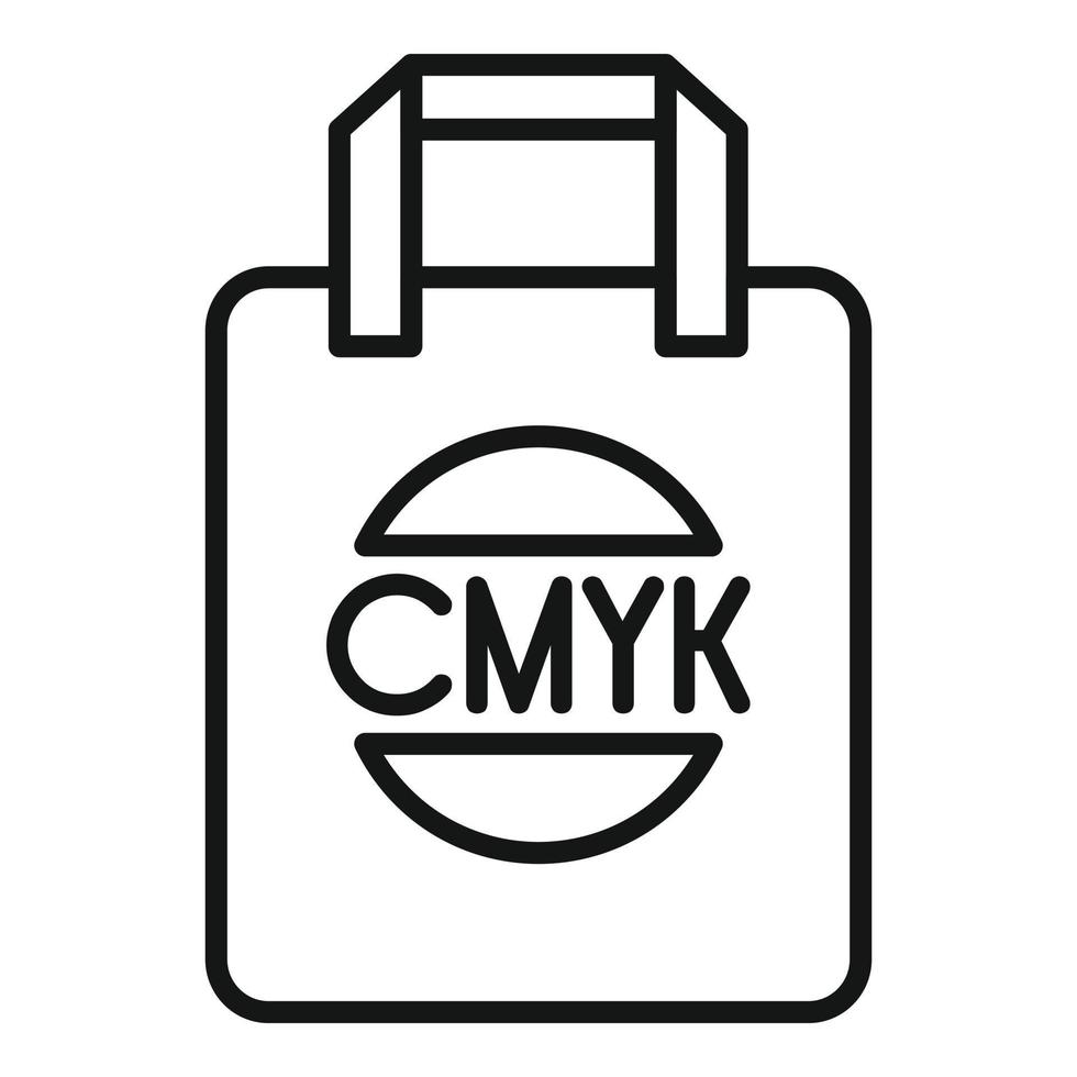 Cmyk print on bag icon outline vector. Digital press vector