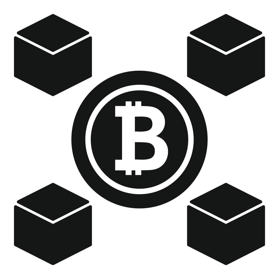 Digital bitcoin icon simple vector. Chain block vector