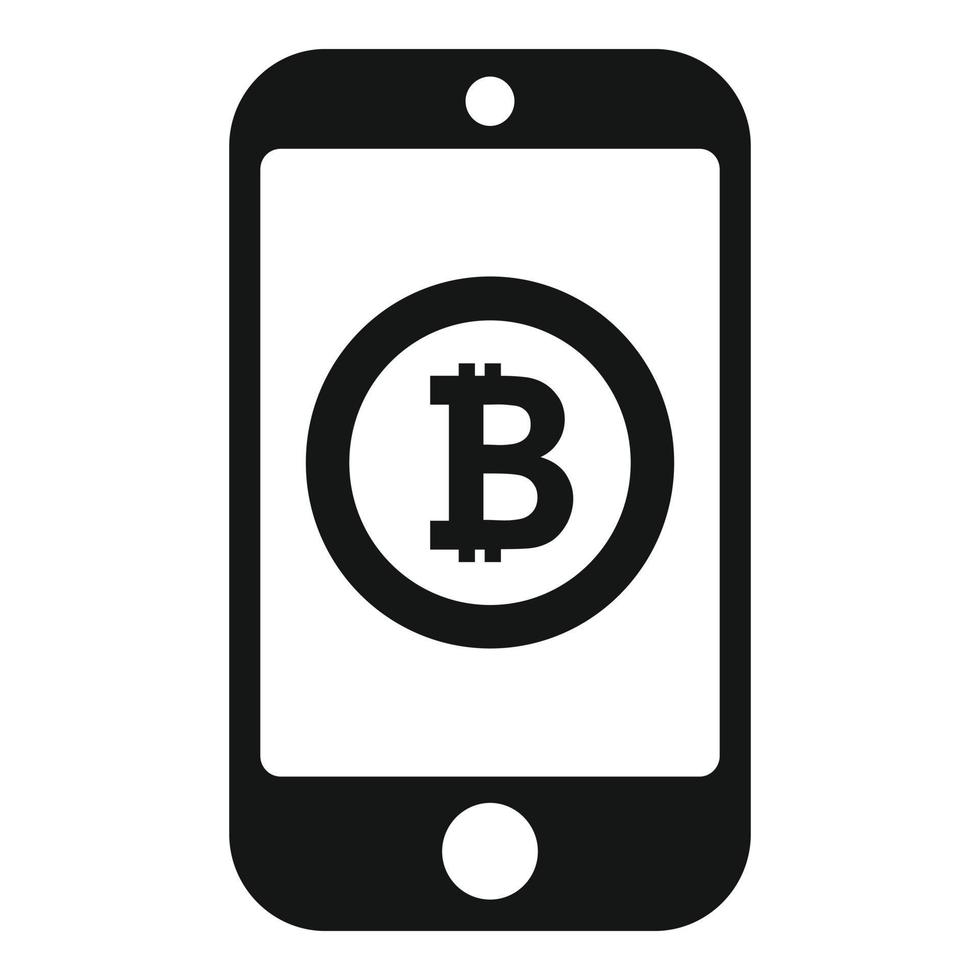 teléfono inteligente bitcoin icono sencillo vector. bloquear cadena vector