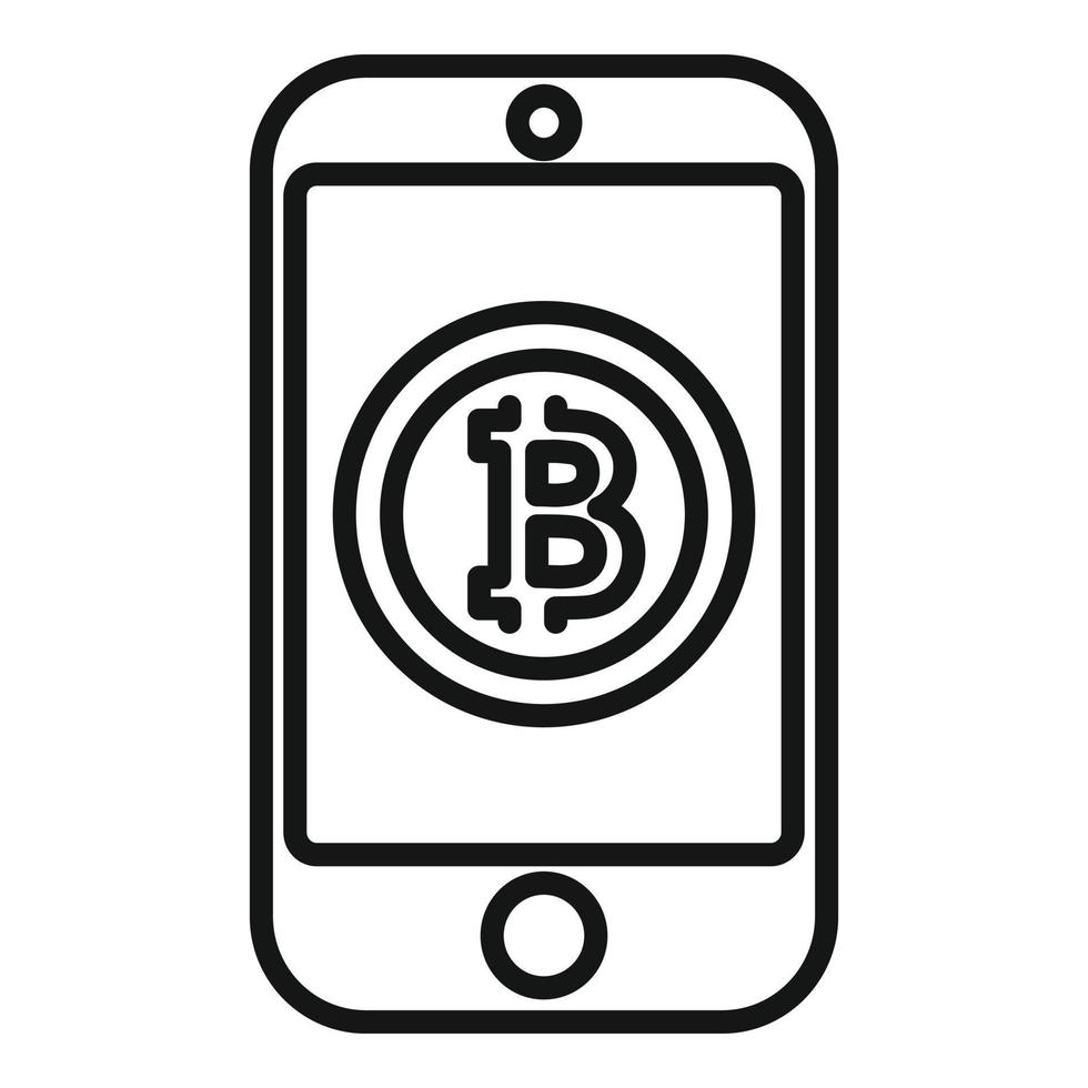 Smartphone bitcoin icon outline vector. Block chain vector