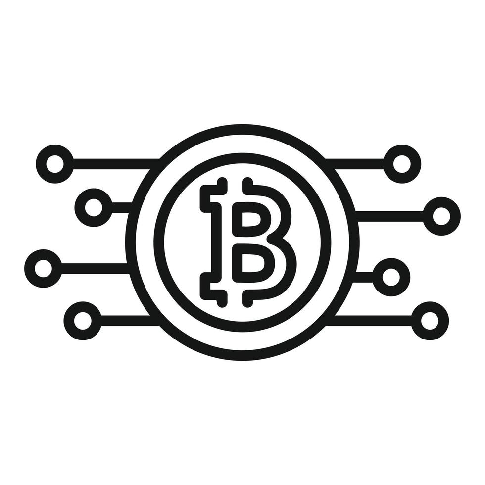 Digital bitcoin icon outline vector. Block chain vector