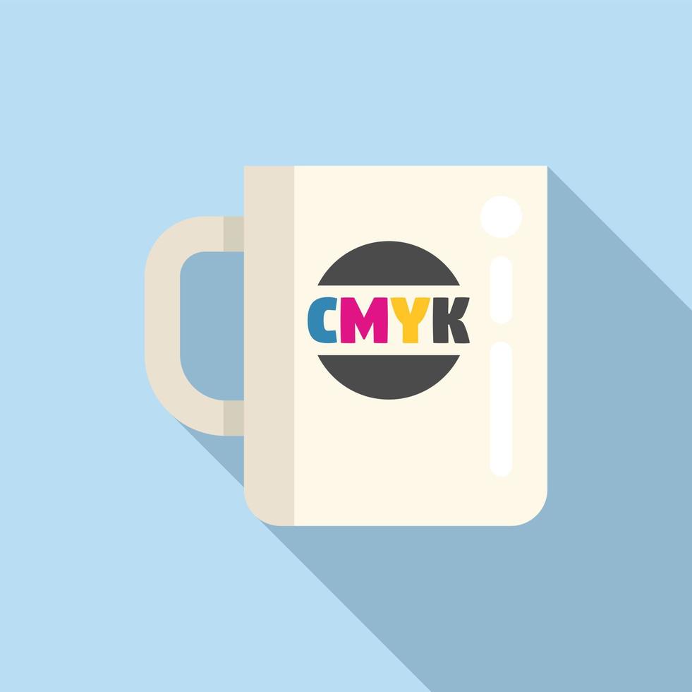 cmyk impresión en jarra icono plano vector. digital máquina vector