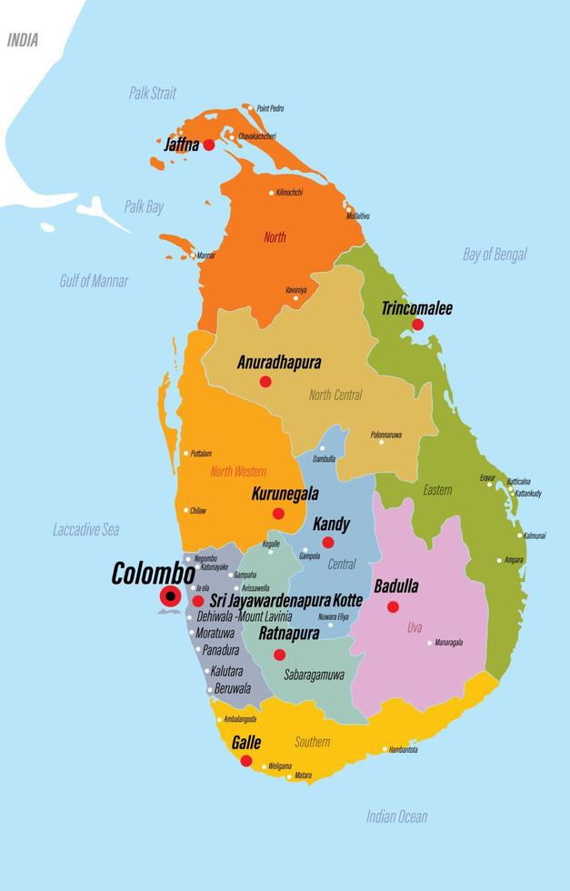 mapa de sri lanka vector