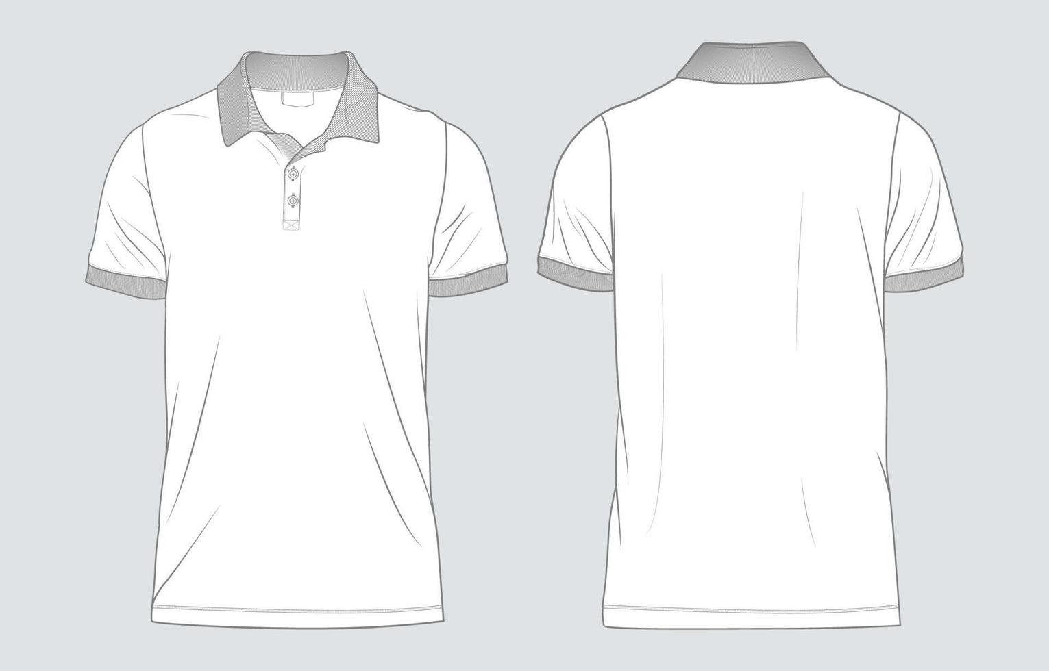 Out Line 3d White  Polo Shirt Mockup vector