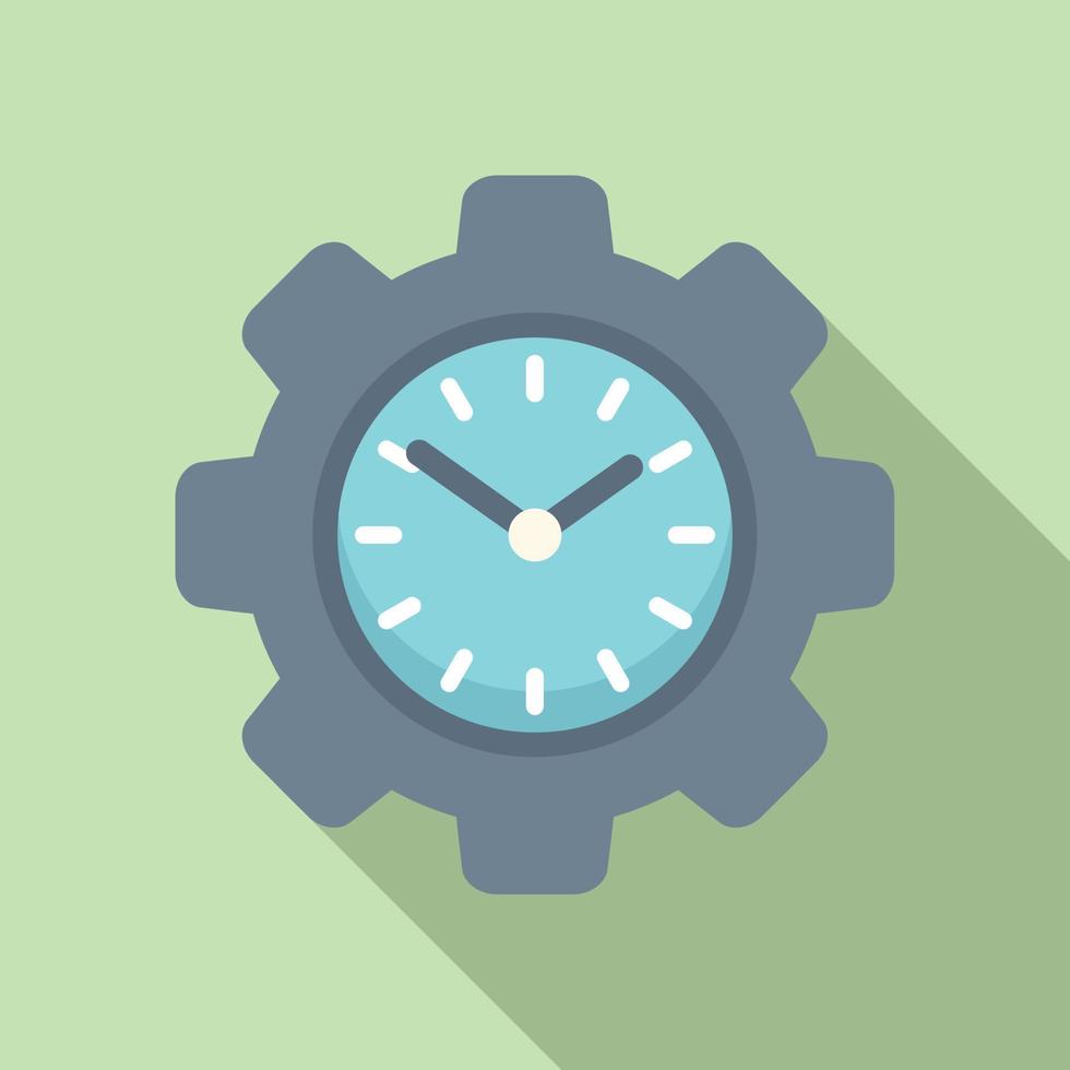 Gear clock icon flat vector. Delivery time vector