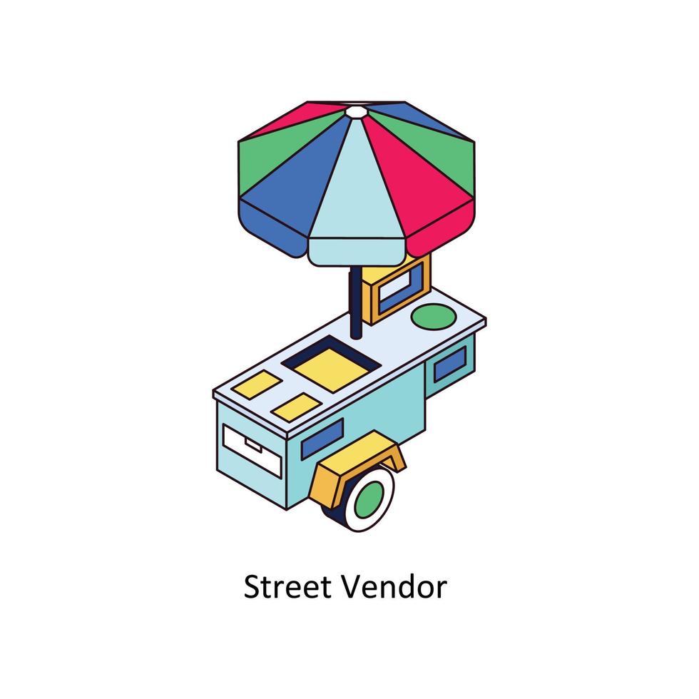 calle vendedor vector isométrica iconos sencillo valores ilustración valores