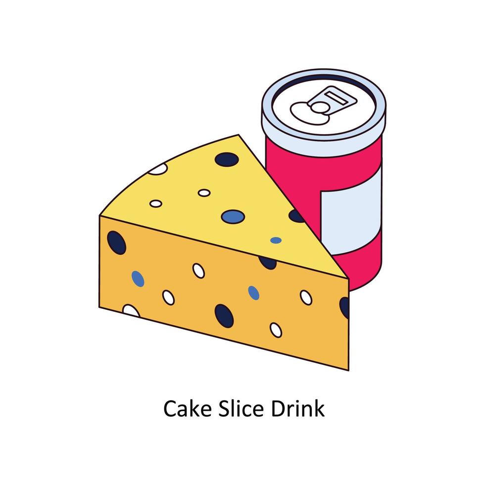 Cake Slice Drink Vector Isometric Icons. Simple stock illustration stock