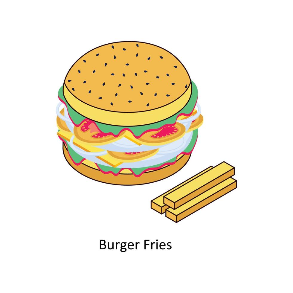 Burger Fries Vector Isometric Icons. Simple stock illustration stock