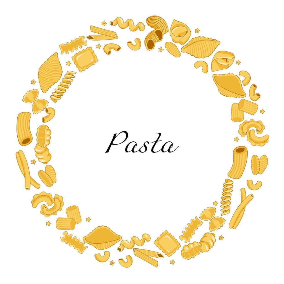 Pasta round frame isolated on white background. Vector graphics