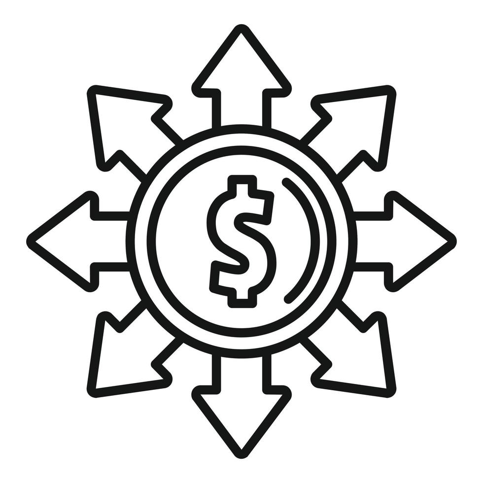 Money coin icon outline vector. Business finance vector